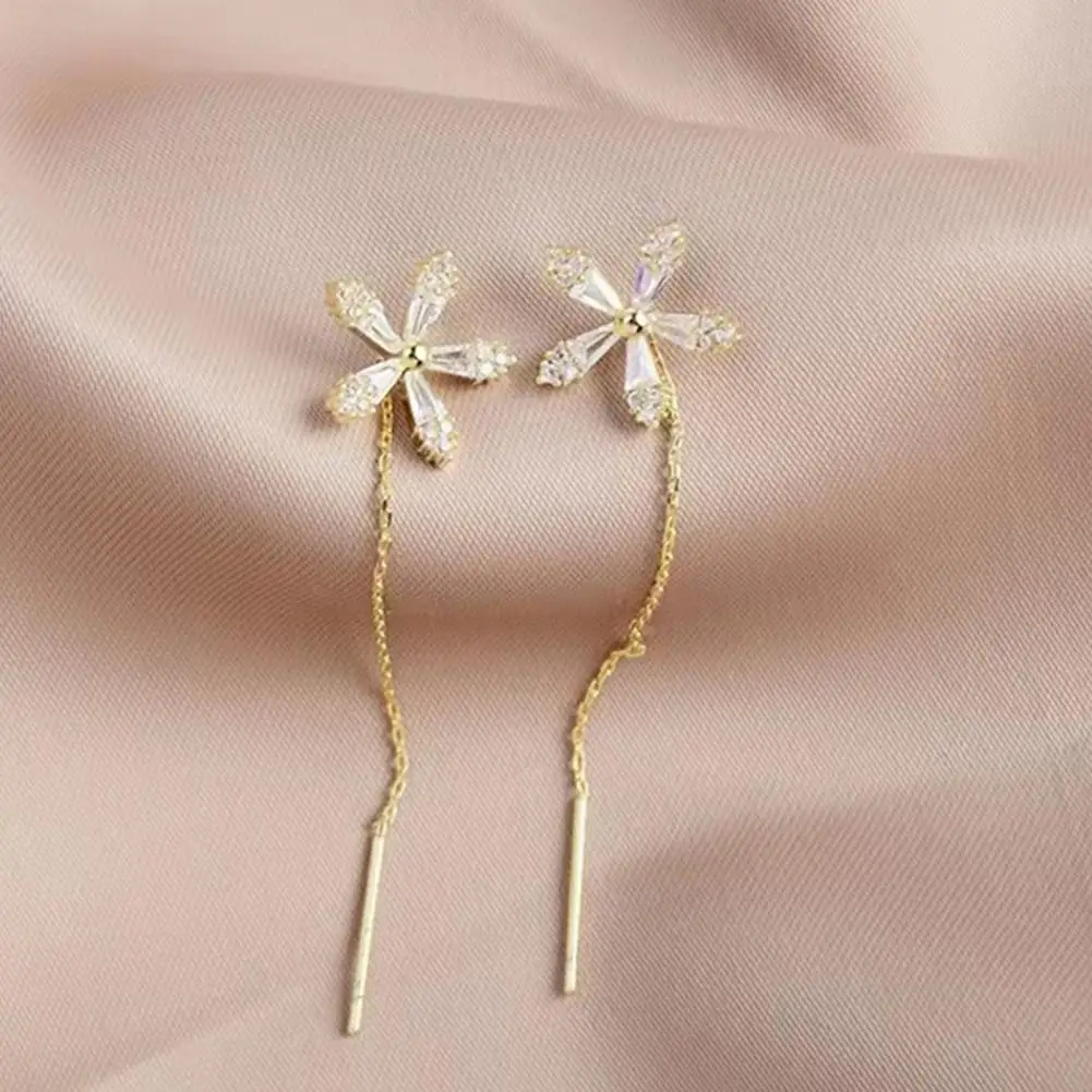 

Pendant Earrings Temperament Colorfast Flower Ear Lines Dangle Earrings Trendy Jewelry Electroplating Ear Lines Daily Wear