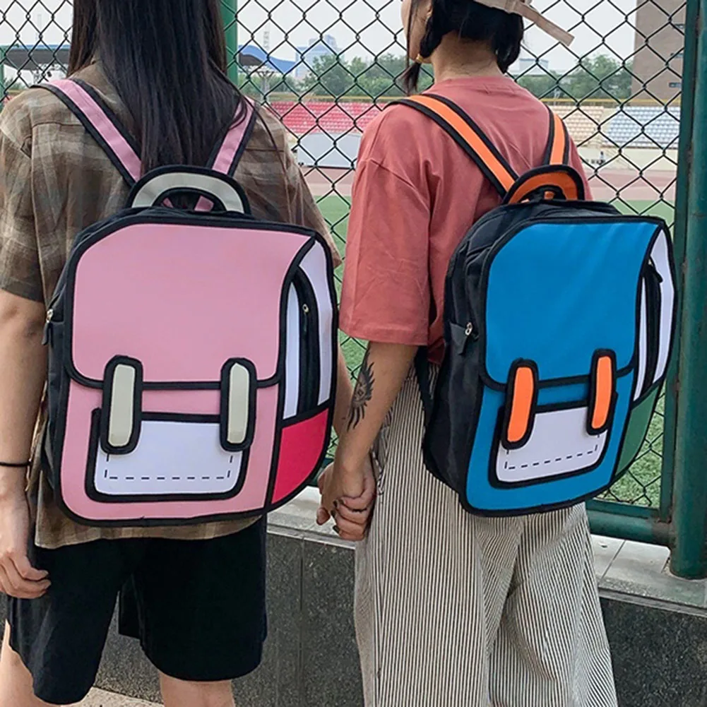 

Симпатичный мультяшный рюкзак для 2D рисования, рюкзак с 3D прыжками, комикс, школьный рюкзак для учеников, милый женский рюкзак для подростков