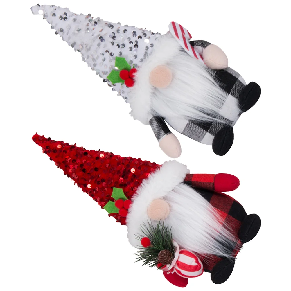 

2 Pcs Christmas Gnome Party Gnome Adorns Ornaments Cartoon Gnome Xmas Gift Delicate Decors Desktop Adorable Cloth