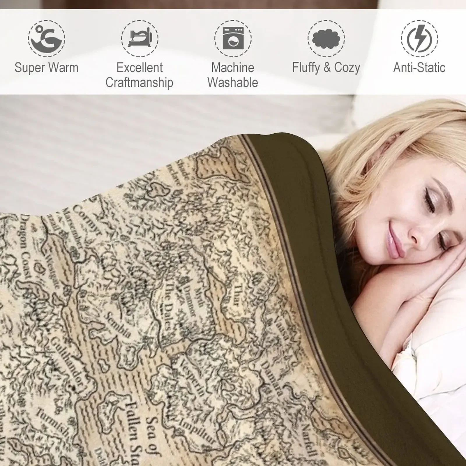 АННОТИРОВАННАЯ карта Faerun одеяло фланелевое для младенцев