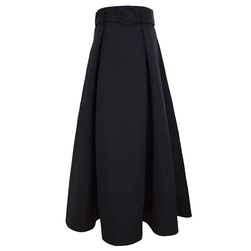 Autumn and winter half-length skirt A-line  half-length high-waist   thin big swing skirt  maxi skirt  korean fashion clothing