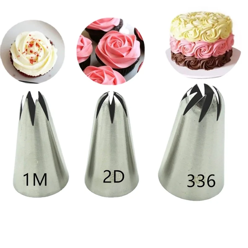 

3pcs/set Rose Pastry Nozzles Cake Decorating Tools Flower Icing Piping Nozzle Cream Cupcake Tips Baking Accessories #1M 2D 336