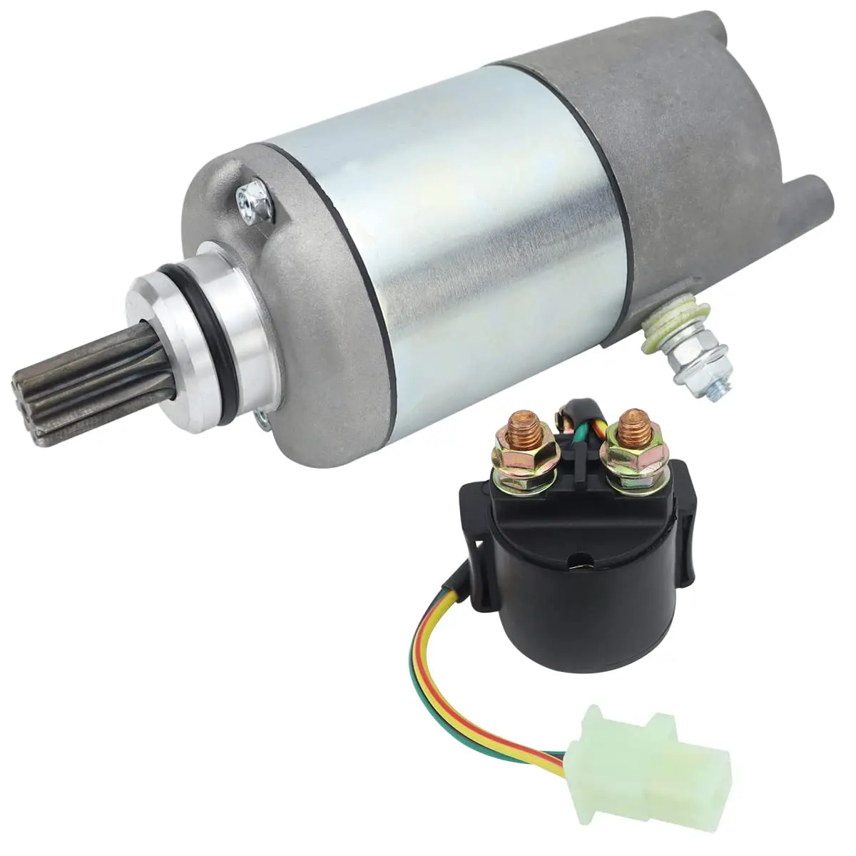 Starter & Solenoid Relay fit for Yamaha Moto-4 200 85-90| Timberwolf 250 92-00| Tri-Moto 200 225 83-86, Replace 4XE-81800-00-00