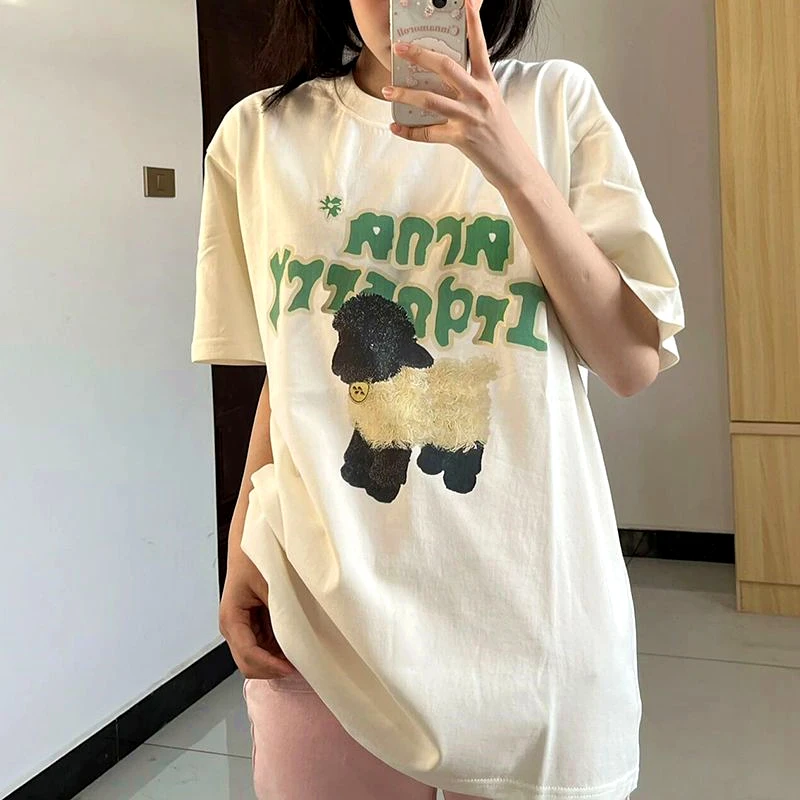 

Hip Hop Dark Sheep Graphic T Shirts Men Women Casual Oversized Cotton Tops Summer Loose O-neck Short Sleeve Basic Korean Fashion