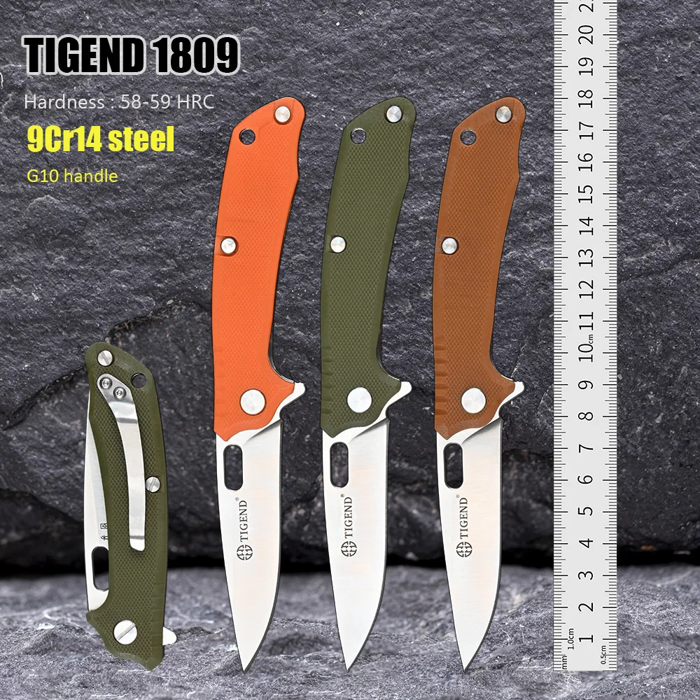 

9Cr14 Steel Self Defense Tactical EDC Hand Tool Camping Utility Folding Knife Survival Pocket Knives G10