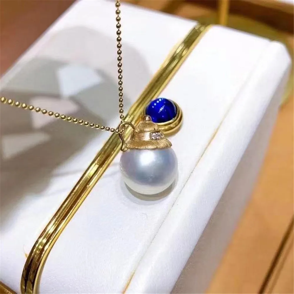 

DIY pearl accessories S925 sterling silver pendant empty holder K gold concealer necklace pendant for women with 9-11mm beads