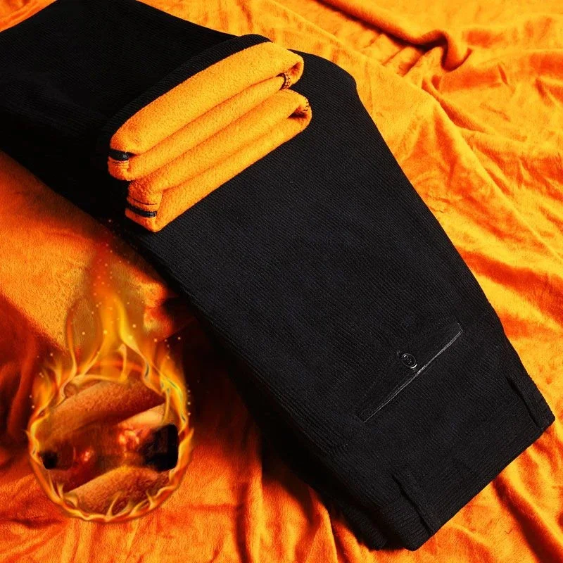 

Новинка 2023, зимние мужские модные свободные кашемировые вельветовые брюки, мужские однотонные повседневные длинные плотные теплые брюки L94