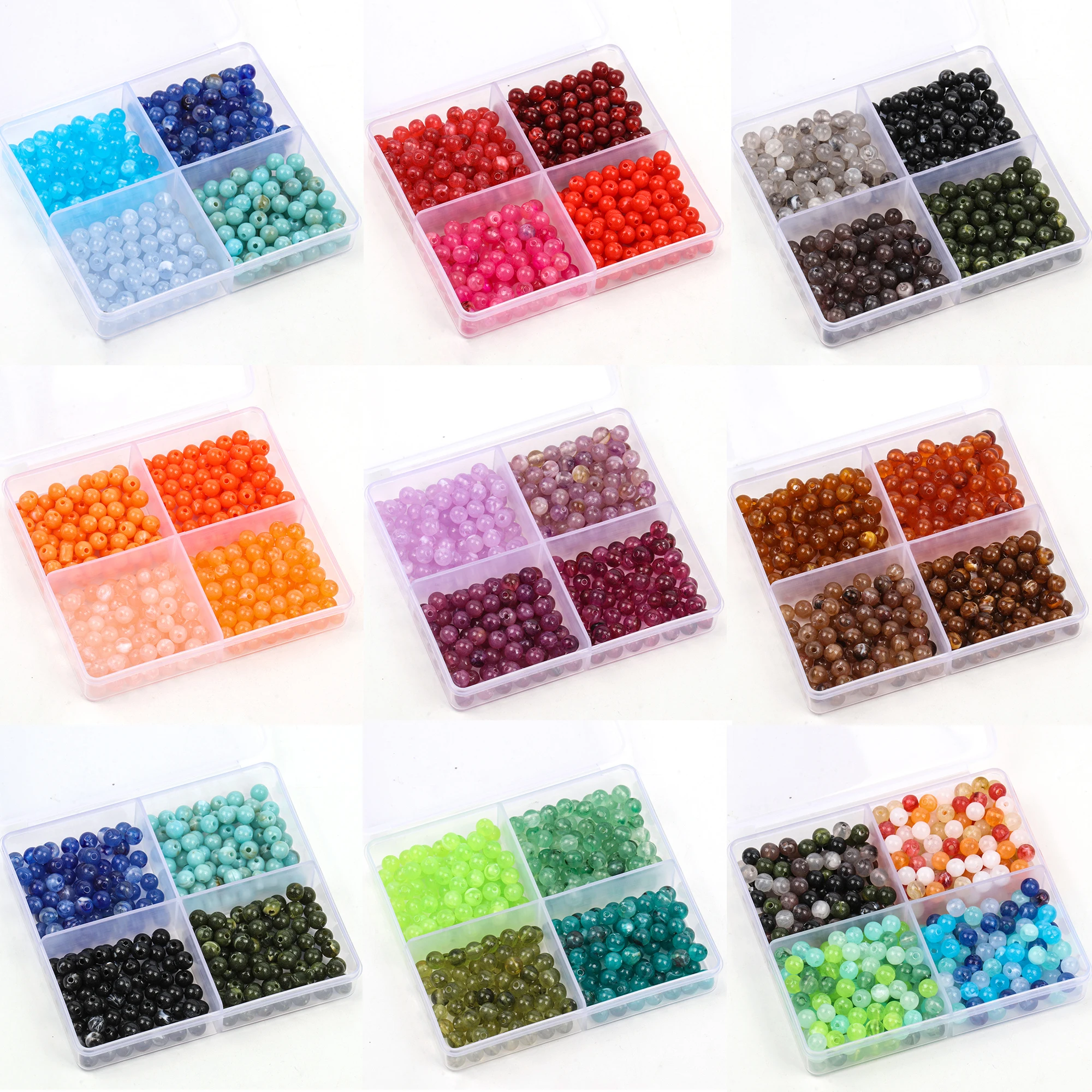 

440 шт./коробка, акриловые бусины-распорки, 6 мм