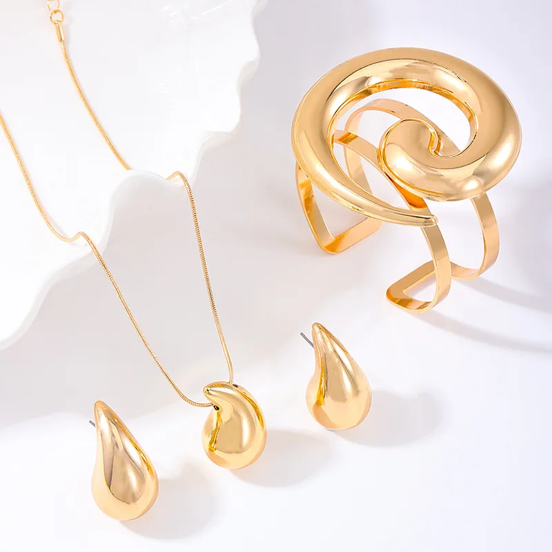 3 шт. модный набор ювелирных изделий Instagram металлическая капля ожерелье для