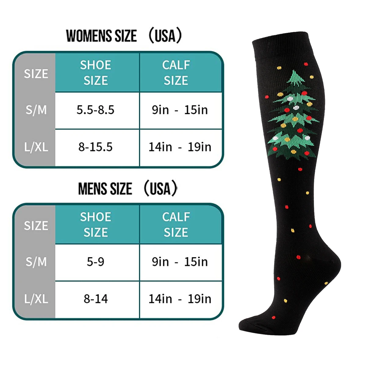 Women Men Compression Socks Warm Long Sports Socks Boots Stockings Knee High Socks Fit For Edema Varicose Veins Christmas Gift
