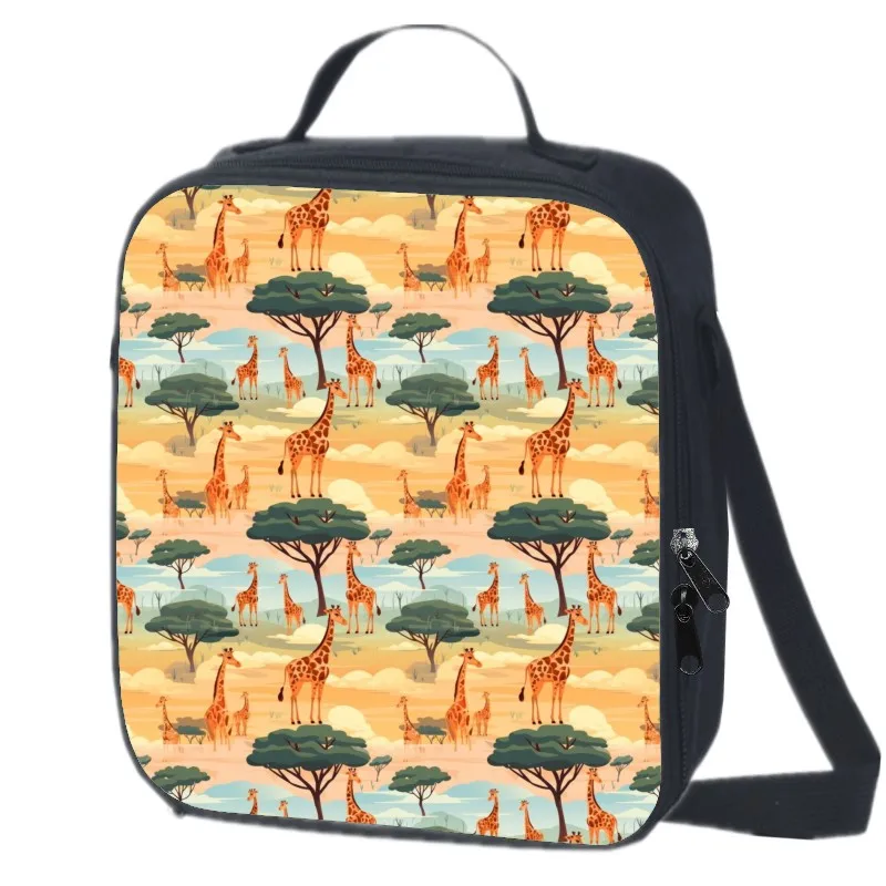 Сумка с цифровым принтом мультяшное животное кошка собака жираф Студенческая