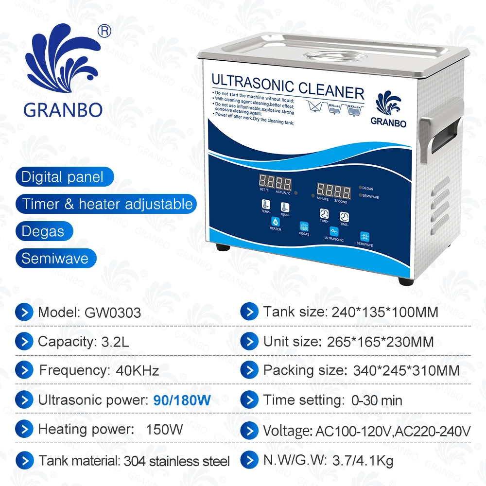 Ультразвуковой очиститель Granbo 3,2 л 180 Вт