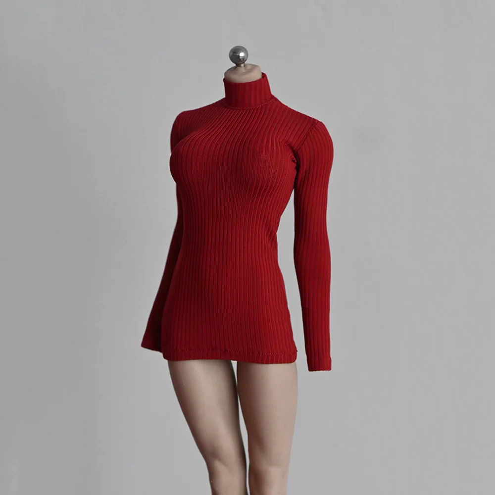 

1/6 Scale Female Ada Wong Slim Turtleneck Sweater Dress Long Knit Bottoming Shirt for 12in Action Figure Body Model