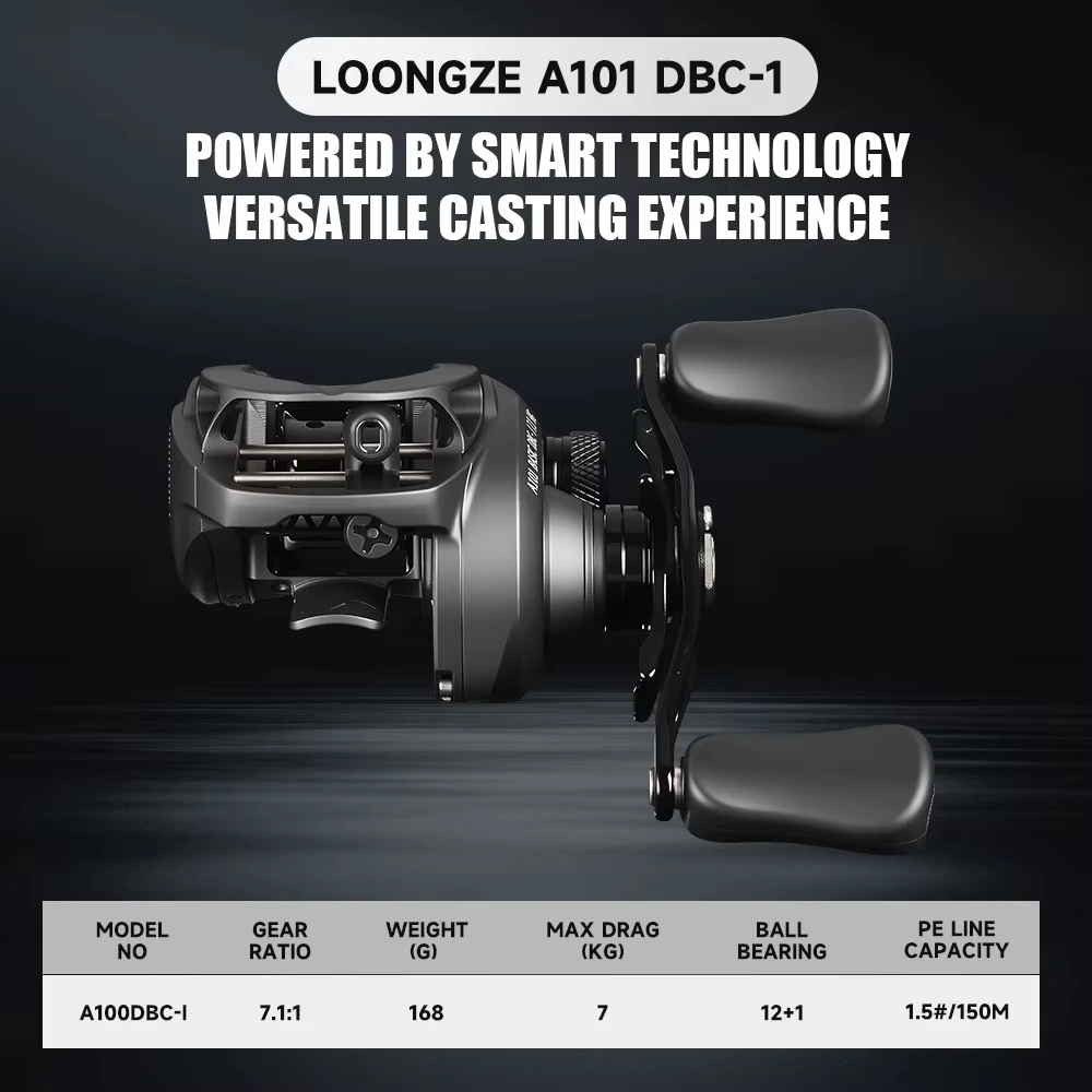 Фото LOONGZE Airlite A101MBS A101DBC-1 Рыболовная катушка для приманки Низкопрофильная катушка с ЧПУ, обработанная металлом 7,1:1, магнитная тормозная система №3