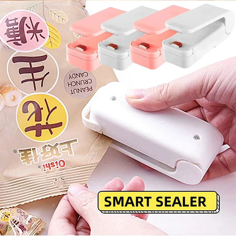 

4 Colors Mini Heat Vacuum Bag Sealer Portable Space Saving Plastic Bag Clip Food Storage Seal Snack Sealing Kitchen Accessories