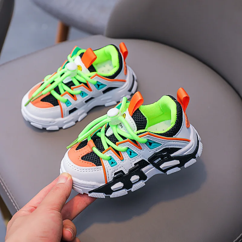 

Girls Sneakers 2022 Spring Autumn Fashion Boys Mesh Shoes Kids Color-blocking Casual Shoes Children Sport Shoes