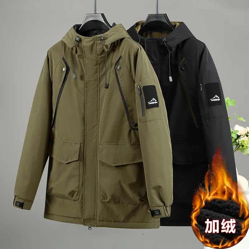 Мужская ветрозащитная куртка с бархатной подкладкой Осень-зима