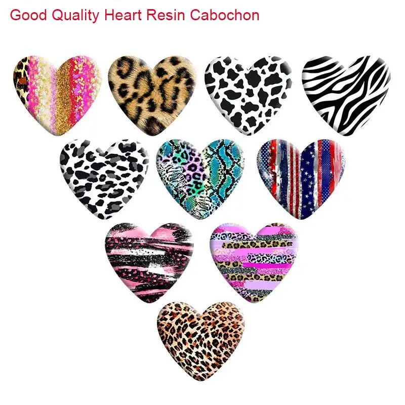 

Animal leopard Pocket Hearts Gifts Love Heart Resin Cabochon Accessories DIY Earring Hair Phone Sticker Necklace R1090