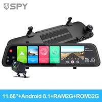 spy 12 inch wifi car dash with reverse camera dual lens driving recorder front rear and inside 24 hour parking