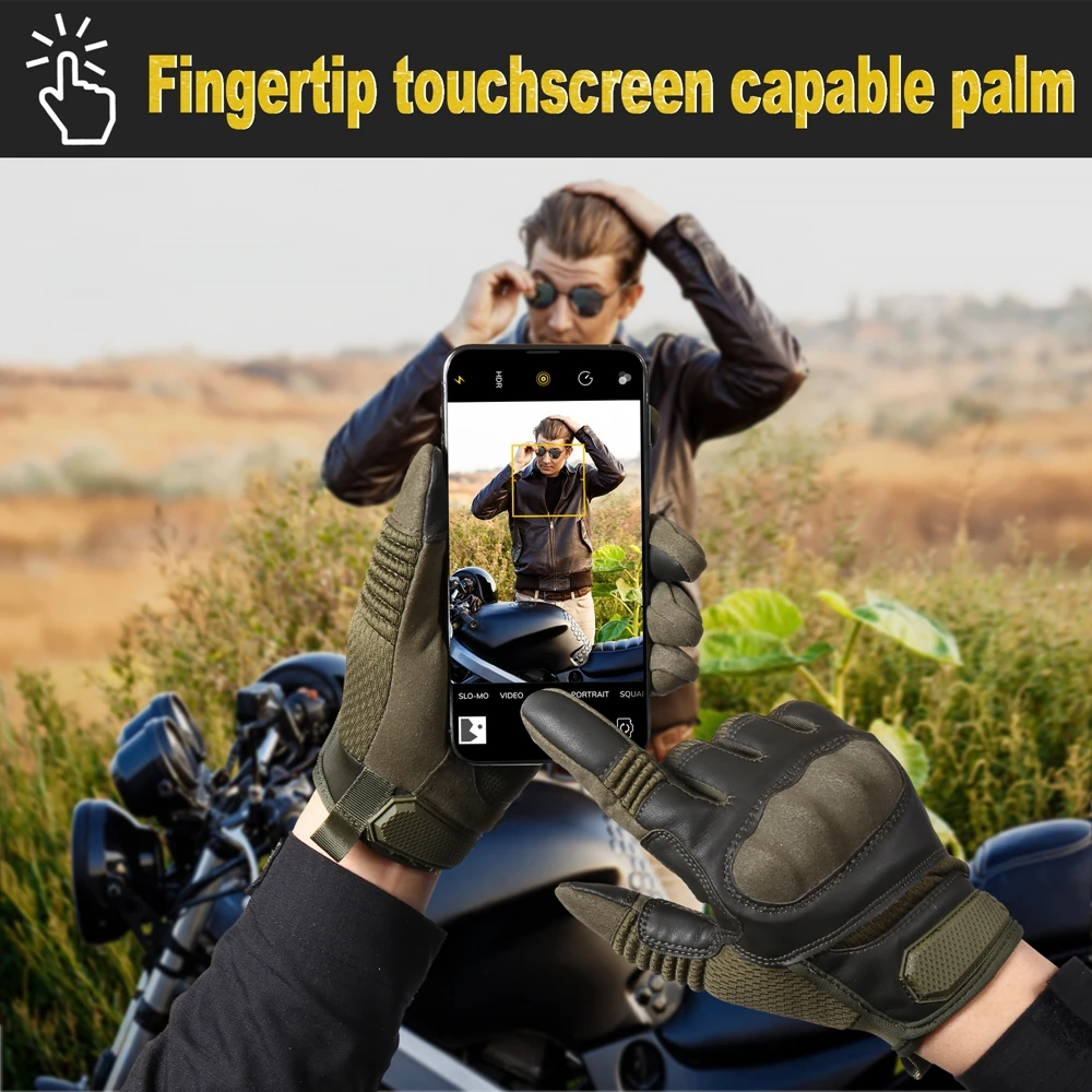 Touch Screen PU Leather Tactical Gloves Army Military Combat Airsoft Hiking Cycling Climbing Shooting Full Finger Mittens Men