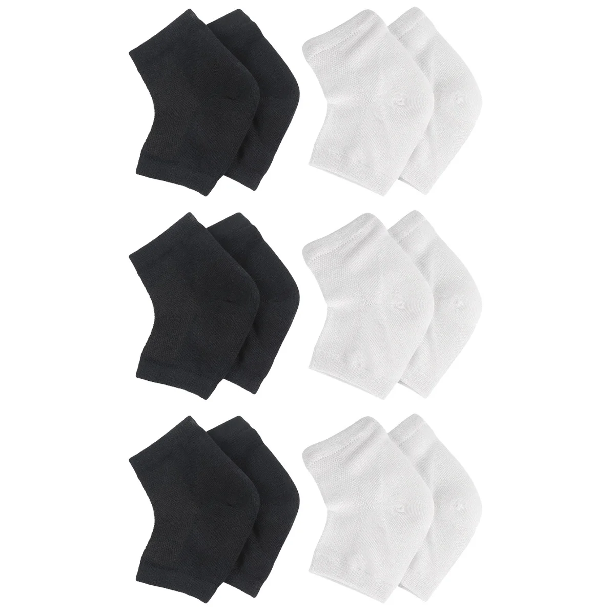 

6 Pairs of Anti-dryness Heel Moisturizing Socks Heel Protector for Lady Girls (Black and White)