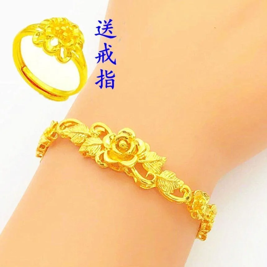 

Hong Kong Colorless Solid Women's 24.k Genuine Copy 100% Real Gold Bracelet Gift for Women's Gifts
