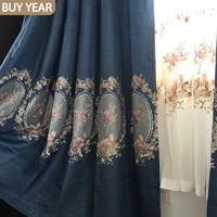 european style curtains for living dining room bedroom mirror peony embroidery curtains tulle finished product customization