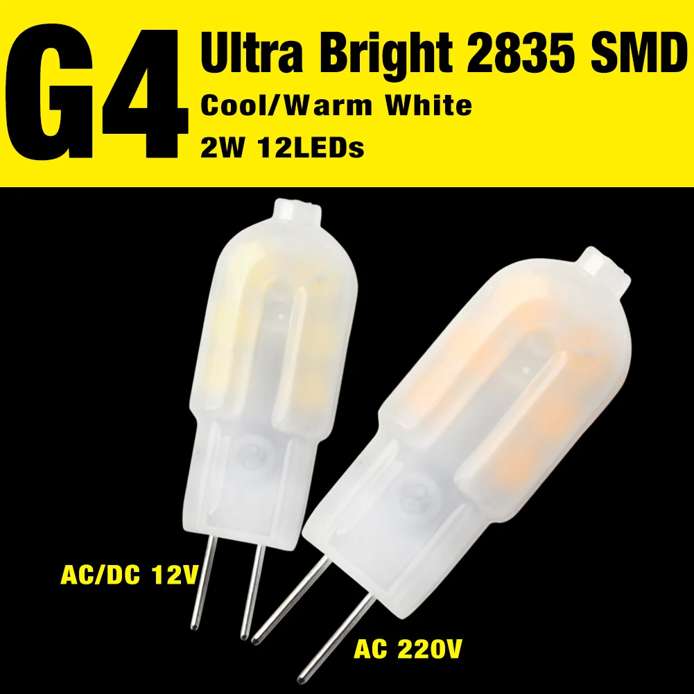 

2835SMD TSLEEN 12LEDS Warm/Cold White Chandelier Light G4 LED Bulb Light 2W 12V/AC220V 360 Beam Angle Replace Halogen Lamp