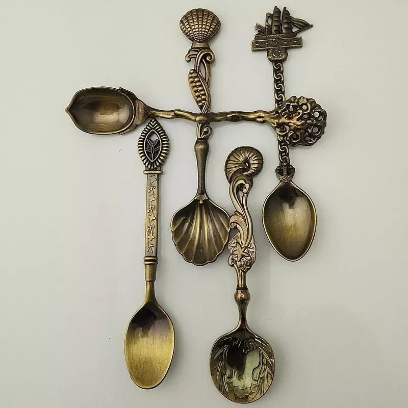 

2023New Quality 5pcs/set Creative Retro Coffee Spoons Stainless Steel Spoon Gifts Spoon Vintage Coffee Set