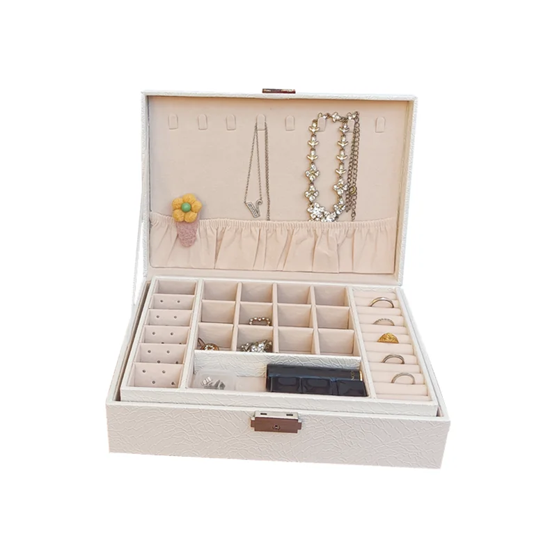 

Large Space Reasonable Storage New Leaf Pattern Leather Exquisite Craft Jewelry Box 5 Colors