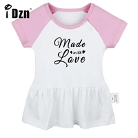 idzn summer new made with love baby girls cute short sleeve dress infant pleated dress soft cotton dresses clothes