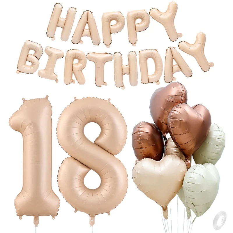 

Caramel Color Number Foil Balloon Banner For Birthday Party Decorations