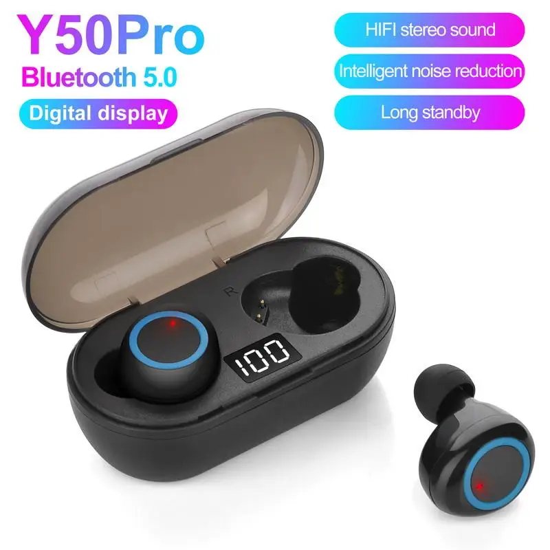 

2021 NEW Y50Pro TWS Bluetooth Earphone 5.0 Wireless Headset Waterproof Deep Bass Earbuds Sport Earphones True Wireless Stereo