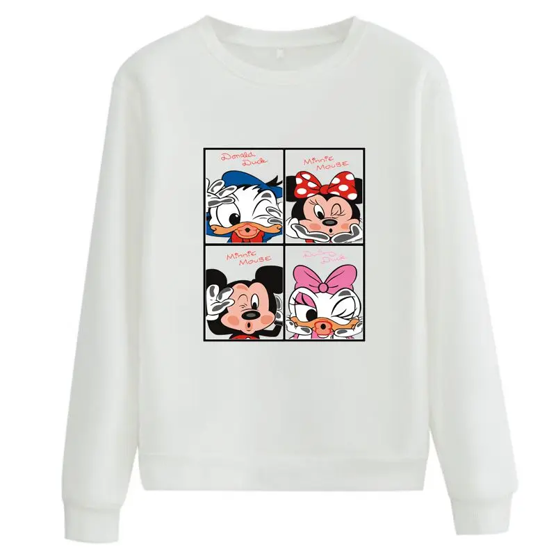 

Disney Anime Mickey Minnie Mouse Couple Sweatshirt for Women Men Autumn Fleece Thick Long Sleeve Donald Duck Daisy Sweatshirts