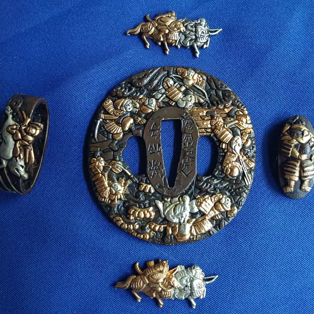 Набор деталей для украшения дома фитинг лезвия Tsuba Fuchi Menuki Kashira 8 воин японского