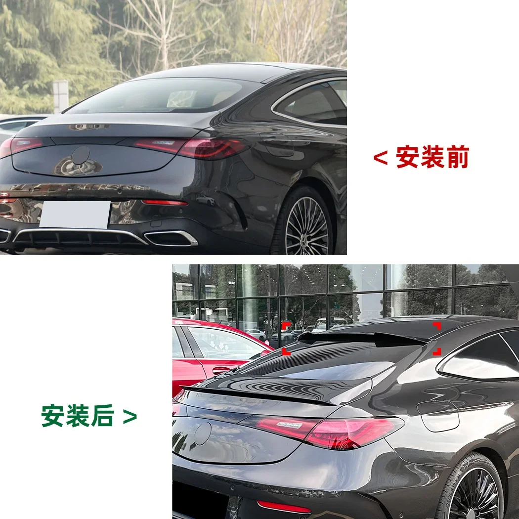 Фото Спойлер для Mercedes-Benz CLE Coupe C236 CLE260 300 CLE53 2024+ из глянцевого черного карбона, заднее крыло, спортивные аксессуары, обвес №1