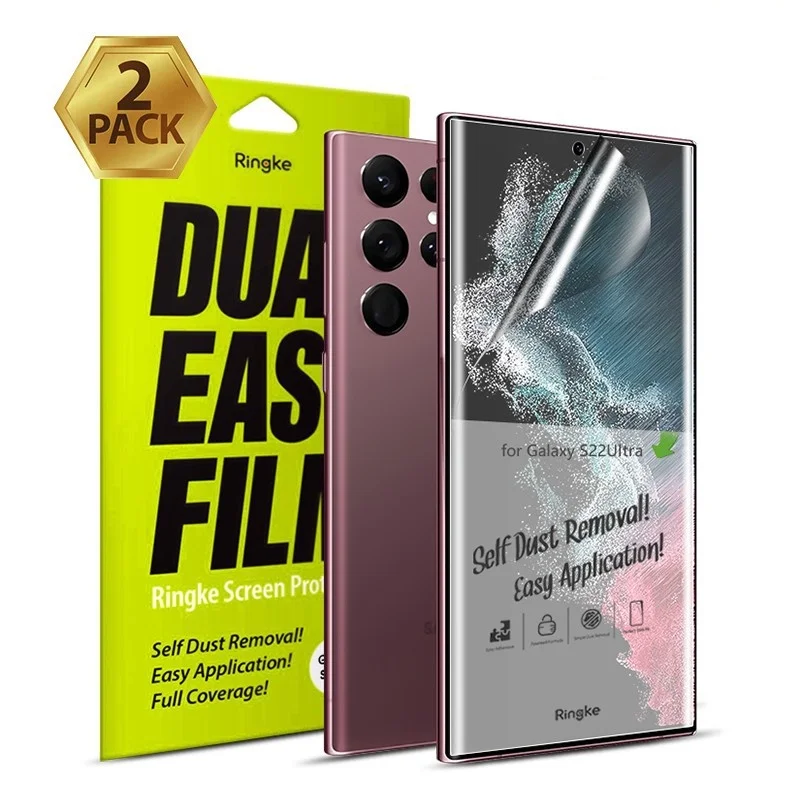 [2 Pack] Ringke Dual Easy Film for Samsung Galaxy S22 Ultra 5G Premium Full Cover Screen Protector for Galaxy S22 Plus