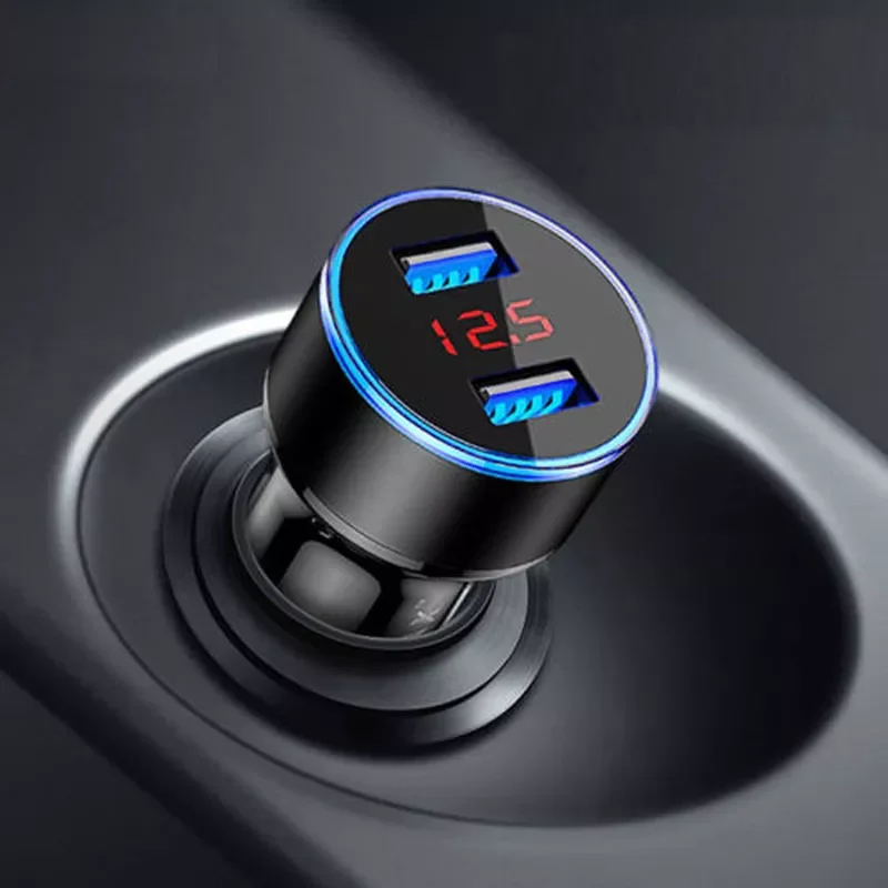 

Dual USB Car Charger 2 Port LCD Display 12-24V Cigarette Socket Lighter Car-Charger Dual USB Car Phone Charger Adapter