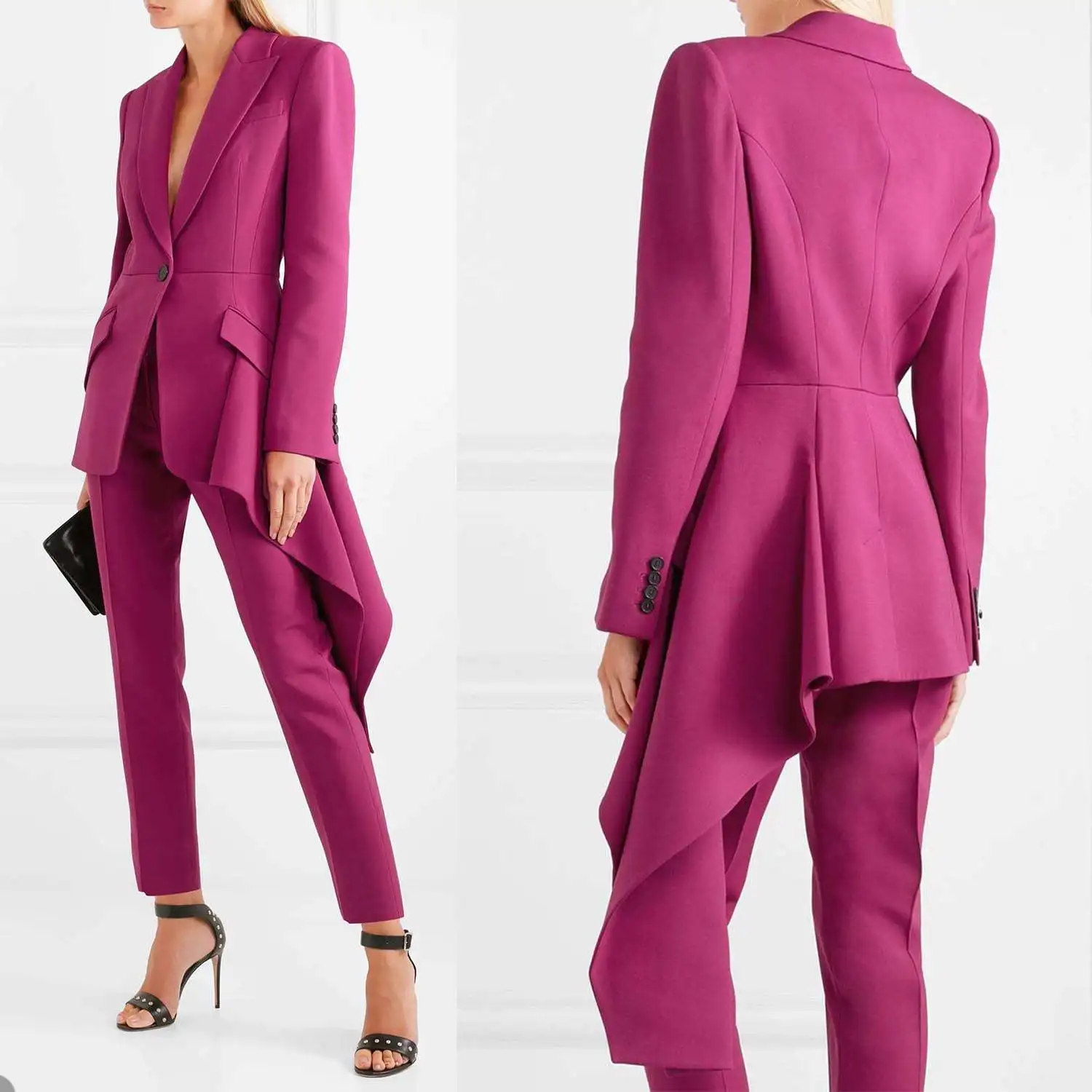 Офисные женские облегающие брючные костюмы комплект из 2 предметов официальные