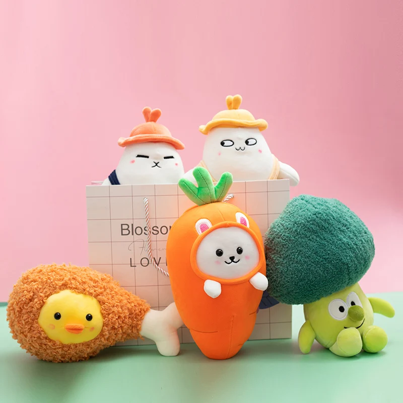 

26cm Korea Fried Chicken Food Vegetable Plush Toy Cute Stuffed Plants Carrot Bunny Cauliflower Plushies Doll Soft Kids Toys