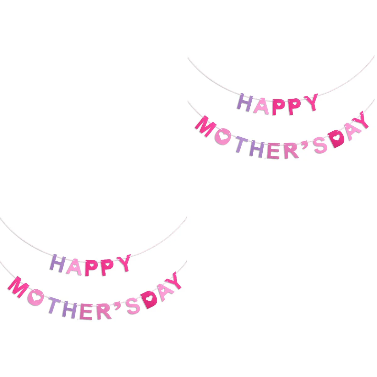 

2pcs 3 Meters HAPPY MOTHER'S DAY Capitalized Letter and Hearts Cutouts Mother's Day Banners Bunting Garland Decoration (Random