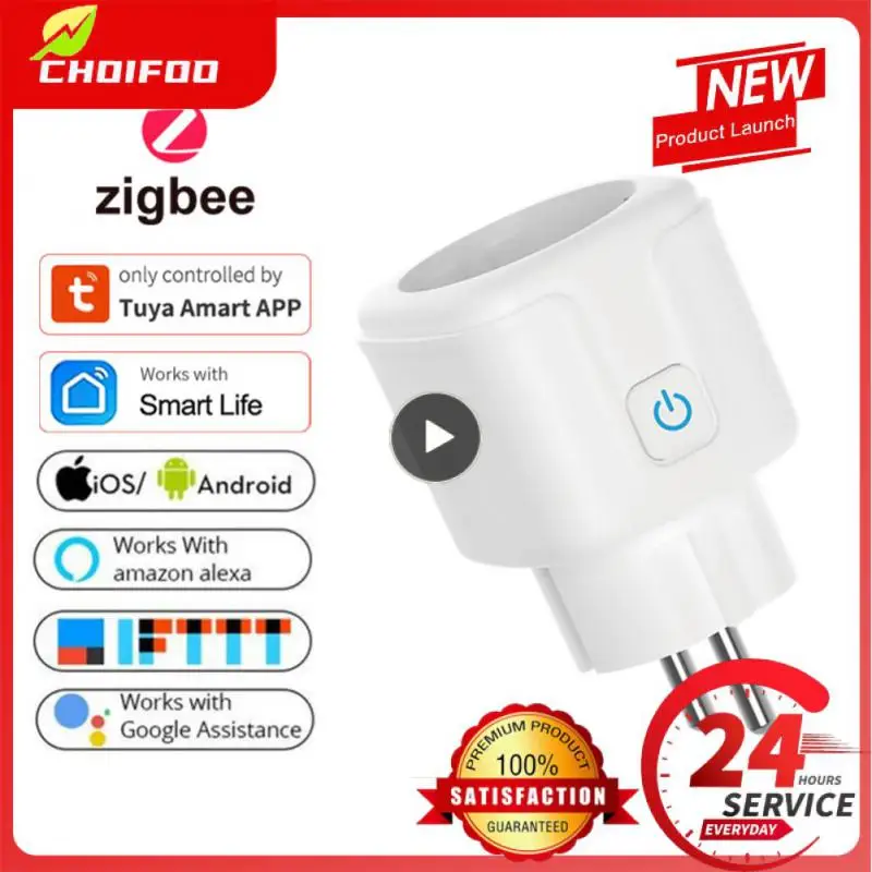 

1~5PCS Tuya ZigBee Smart Socket EU 20A Energy Monitor Smart Plug Power Outlet, Alexa Google Home Voice Control, For Tuya Smart