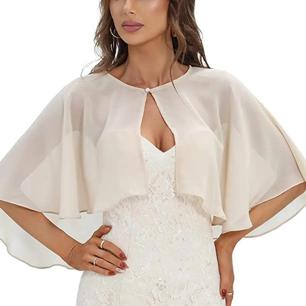 

2022 New Women's Soft Chiffon Shawl Wraps Shrug For Evening Dress Elegant And Noble Wedding Cape Bolero Flapper