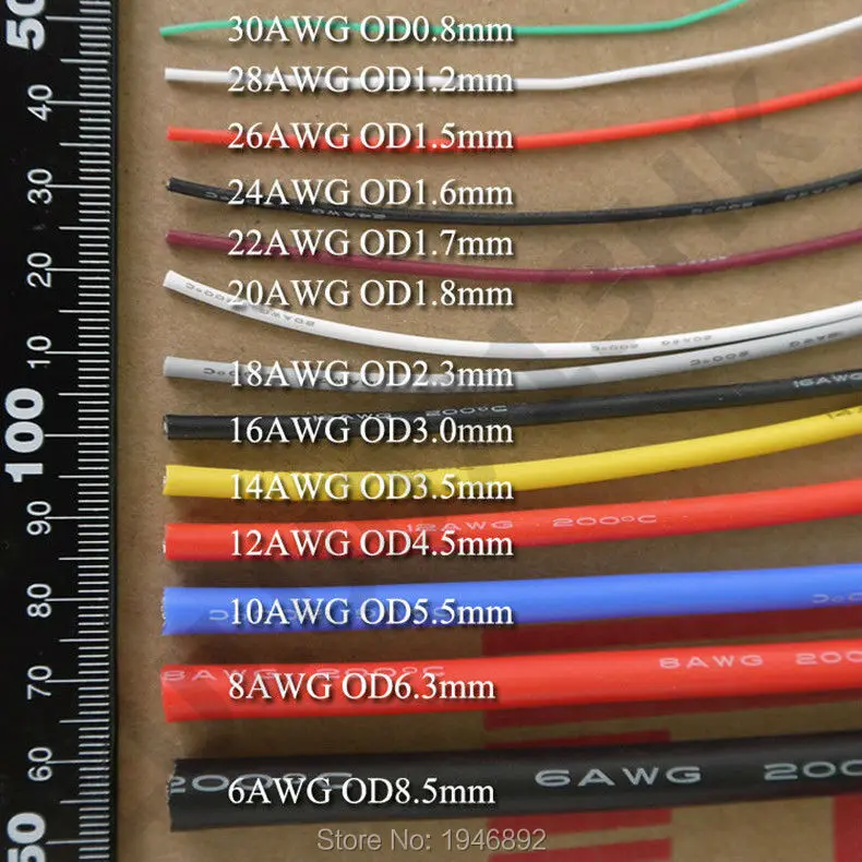 

200m 18 AWG Flexible Silicone Wire RC Cable 150/0.08TS OD 2.3mm Tinned Copper Wire Conductor to DIY 10 Colors with Spool