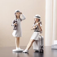 home decorative travel girl figurine decoration ornaments sculpture for interior kawaii room decor desk accessories girl figures