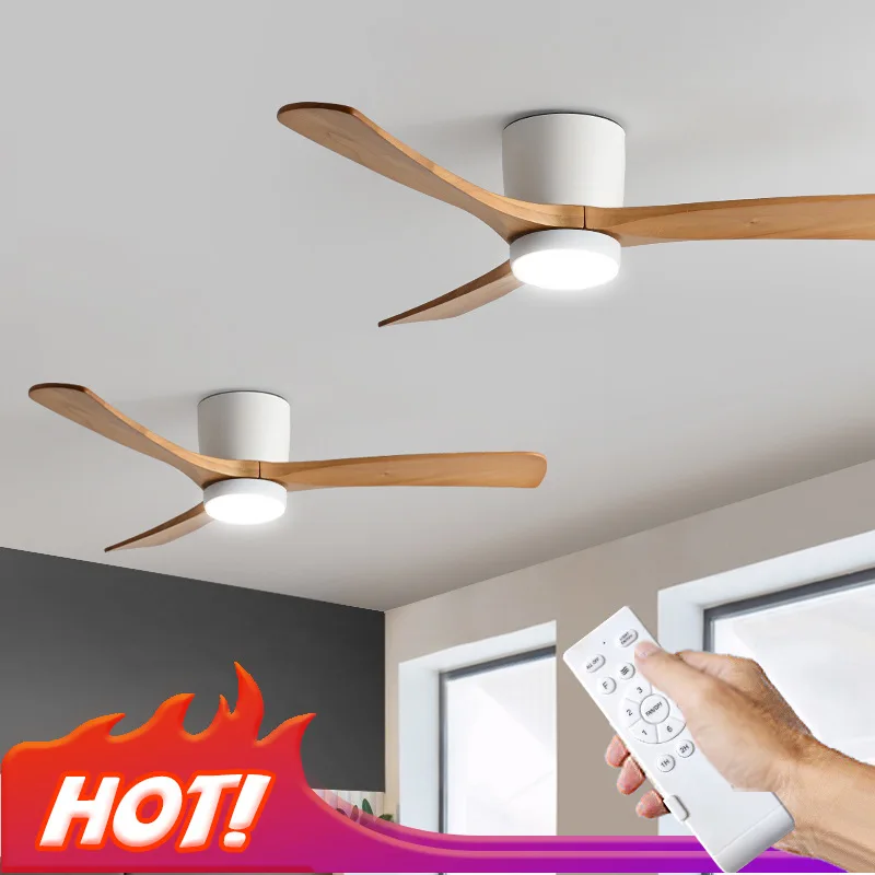Скандинавский потолочный вентилятор из массива дерева 48 дюймов современный