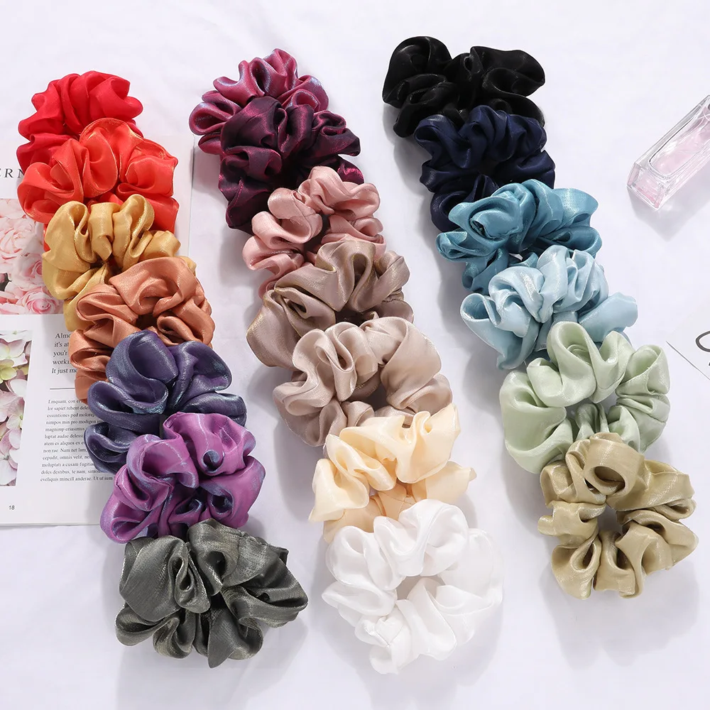 

Elegant Women Scrunchies Elastic Simple Hair Band Holder Headband Satin Silk Solid Color Hair Ties Hair Accessories for Women