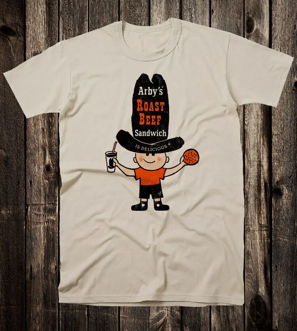 Ретро Ad Art футболка Vtg 100% хлопок Arbys обжаренная говядина для детей 60S