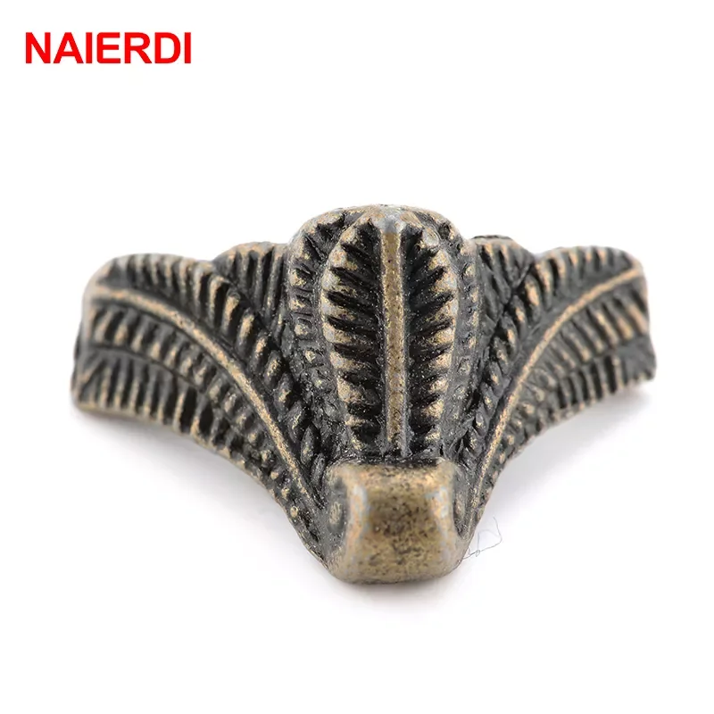 

2022New 4PCS NAIERDI Antique Corner Protector Bronze Jewelry Chest Box Wooden Case Decorative Feet Leg Metal Corner Bracket Hard