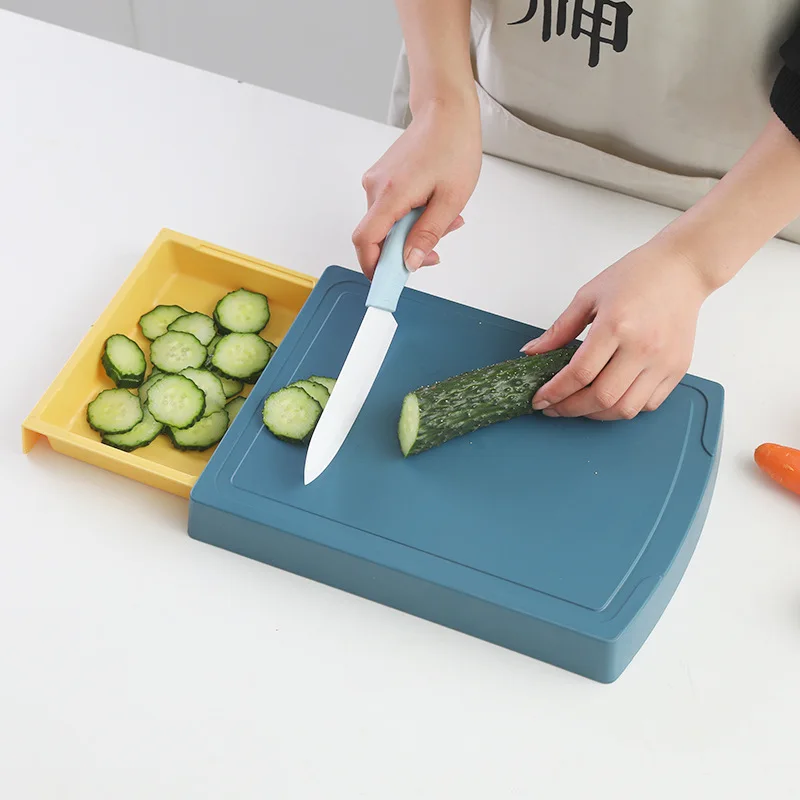 

Household Manual Grater Preparation Plate Three-in-one Kitchen Plastic Cutting Board with Drawer Vegetable Cutter Artifact